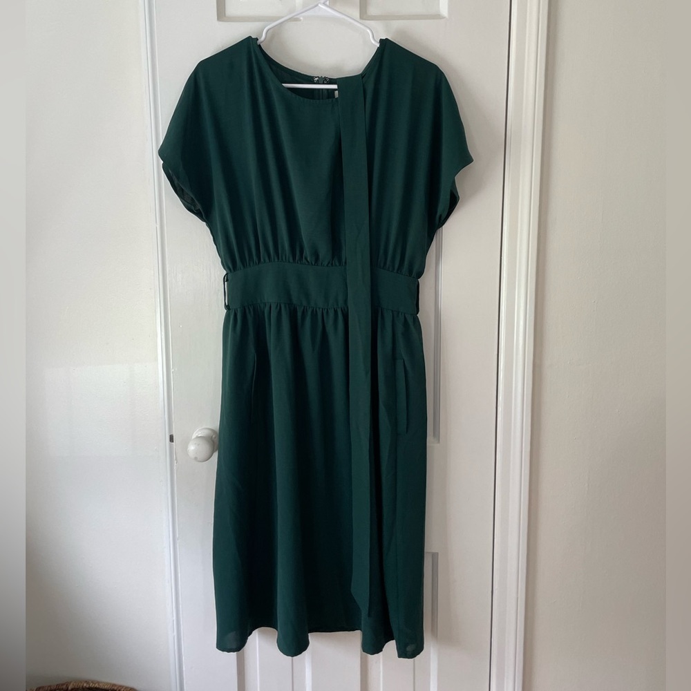 Winter green dress with tie!